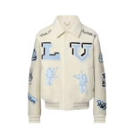 LV Multi-Patches Mixed Leather Varsity Blouson - white