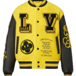 LV Jacket multipatches leather Black & Yellow