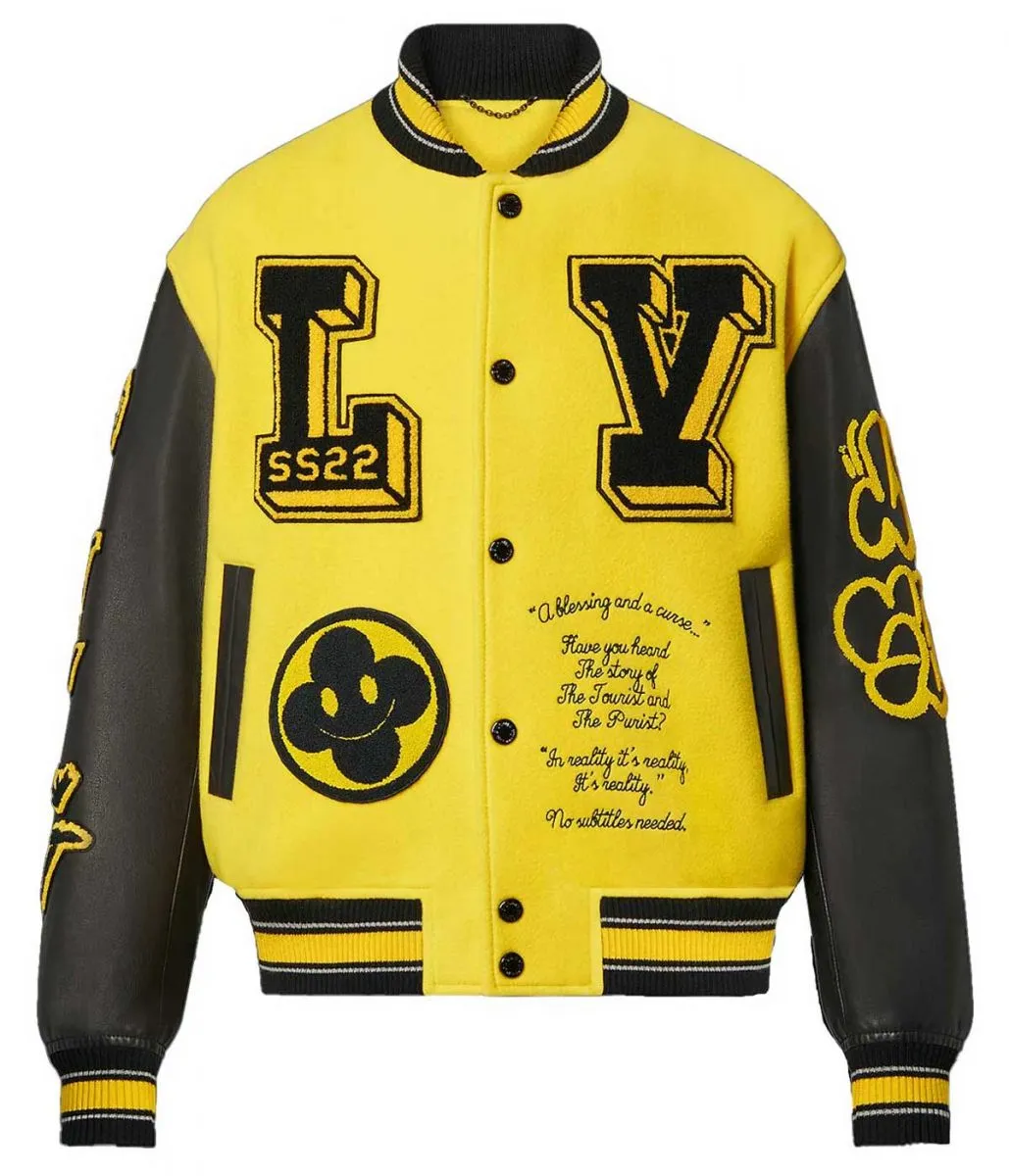 LV Jacket multipatches leather Black & Yellow