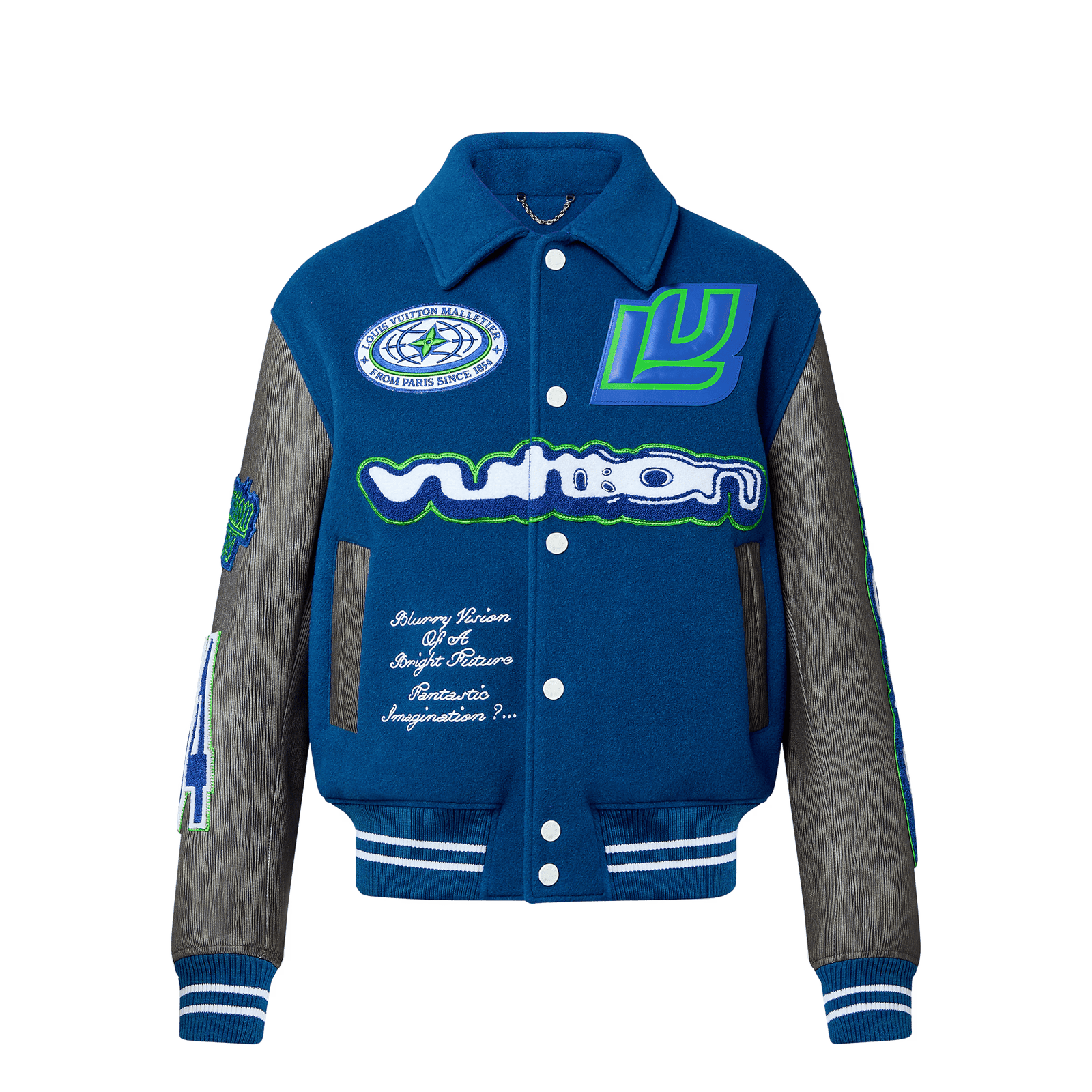 LV jacket multipatches leather Blue