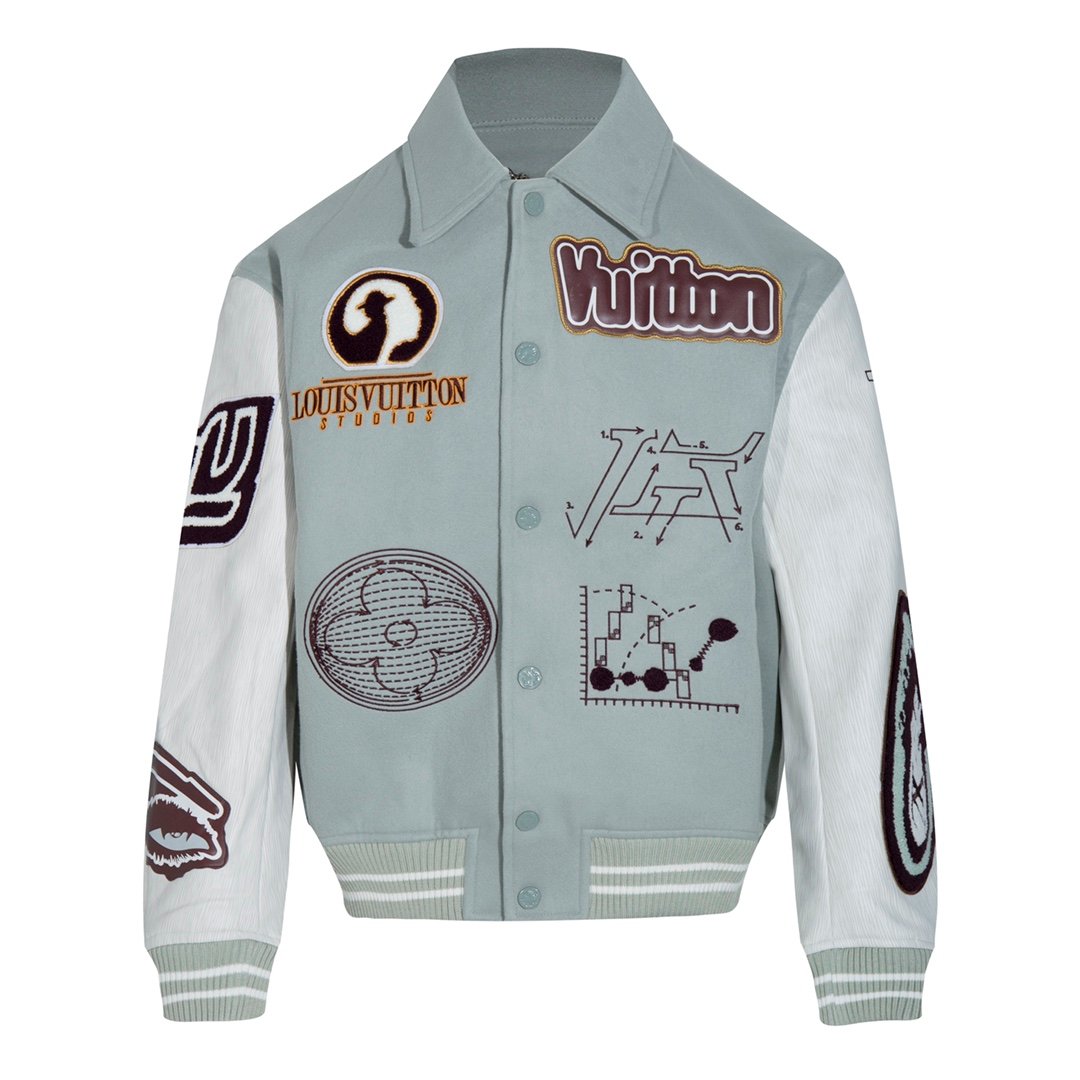 Jacket LV multi-patches leather Grey