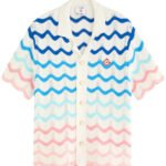 Casablanca Wave-intarsia Cotton Shirt Multicoloured