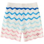Casablanca Wave-intarsia Cotton Shorts Multicoloured