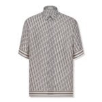 CD oblique short sleeved grey silk twill shirt