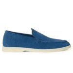 Loro Piana summer walk suede cobalt ink loafers