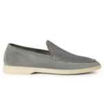 Loro Piana summer walk suede gull grey loafers