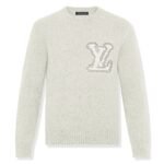 LV instarsia wool milk white knit shirt