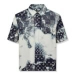 LV monogram bandana short sleeve indigo white denim shirt