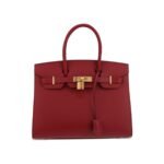 Birkin Burgundy Bag 30 - Gold details