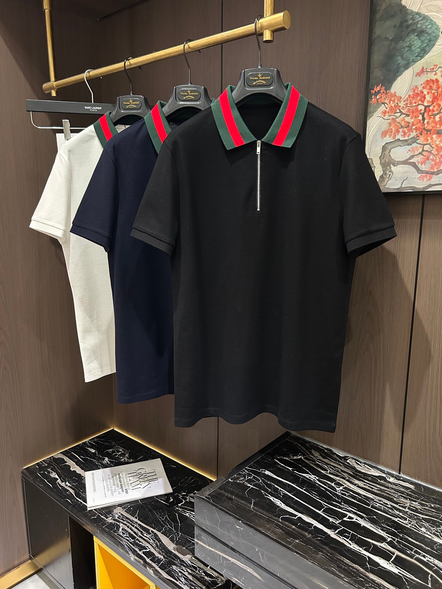 GG polo zipper red & green details