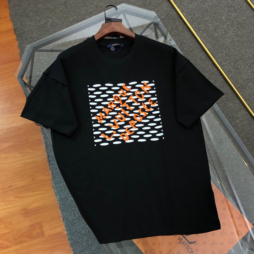 T-shirt LV Black embroidered orange details T-shirt LV Black embroidered orange details
